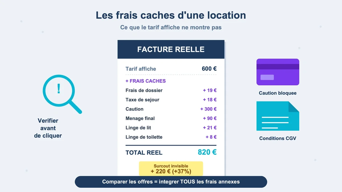 Diagramme des frais annexes à considérer lors de la réservation d'un mobil-home