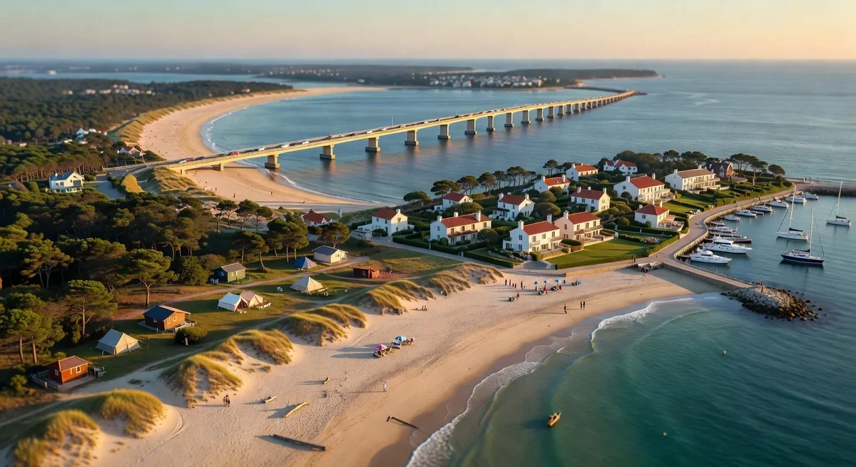 Vue aérienne d'Oléron avec ses paysages côtiers et le pont vers l'île de Ré